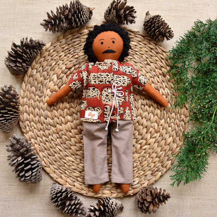 Nilah's Appa (Father) In Shirt & Pant | Soft Hand-Stitched Sustainable Indian Play Doll