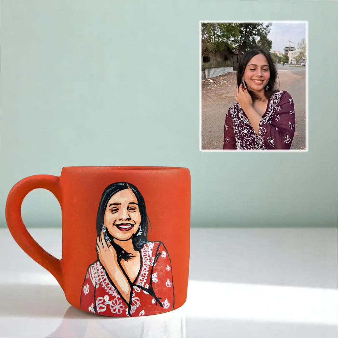 Photo Personalized Hand-Painted Solo Girl Theme Terracotta Mug