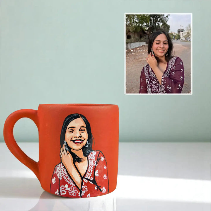 Photo Personalized Hand-Painted Solo Girl Theme Terracotta Mug