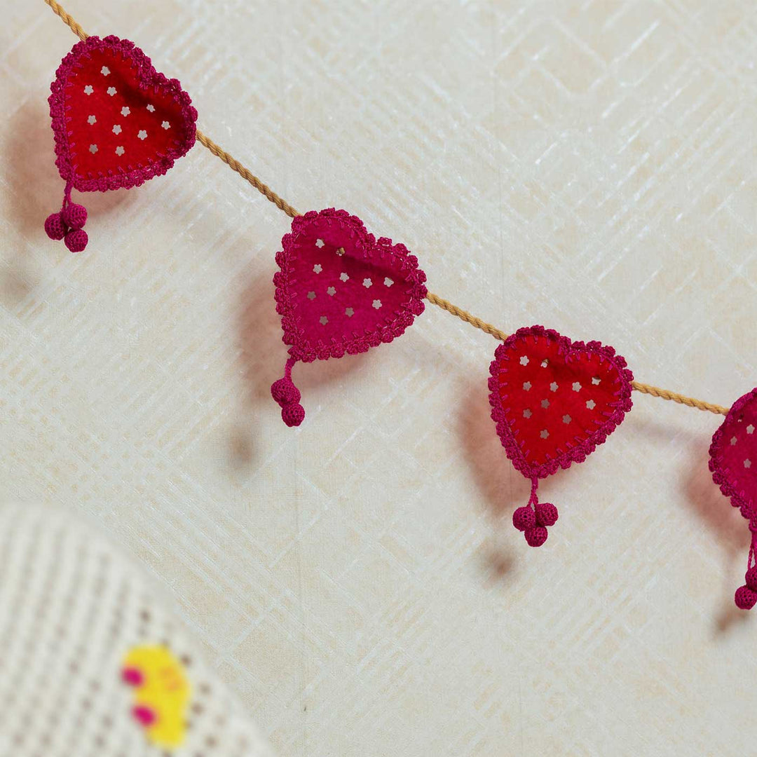 Handmade Crochet Red Heart Ful Of Love Bunting