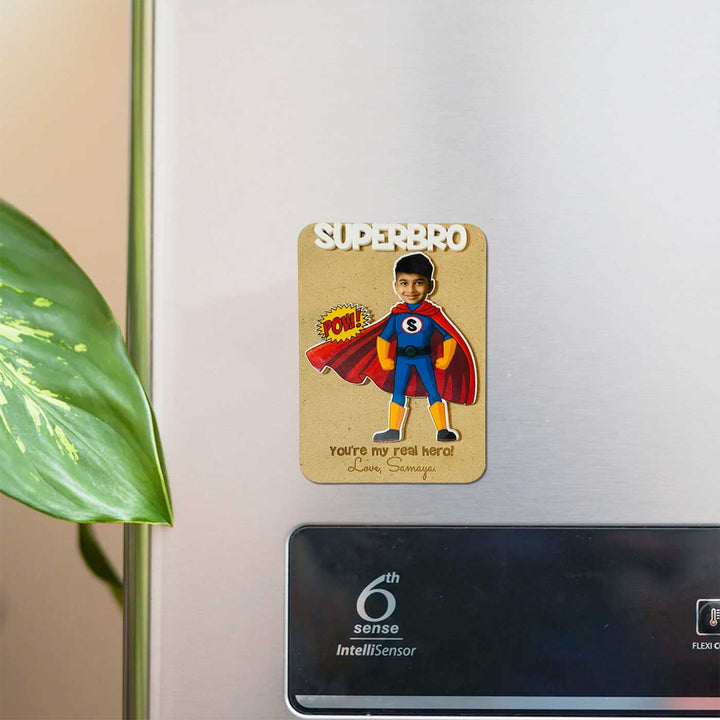 Photo Personalized Handmade Super Hero Theme Mdf Wood Fridge Magnet For Brother