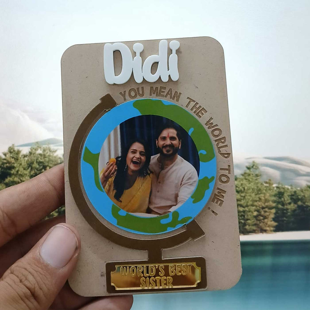 Photo Personalized Handmade World's Best Sister Theme Mdf Wood Fridge Magnet