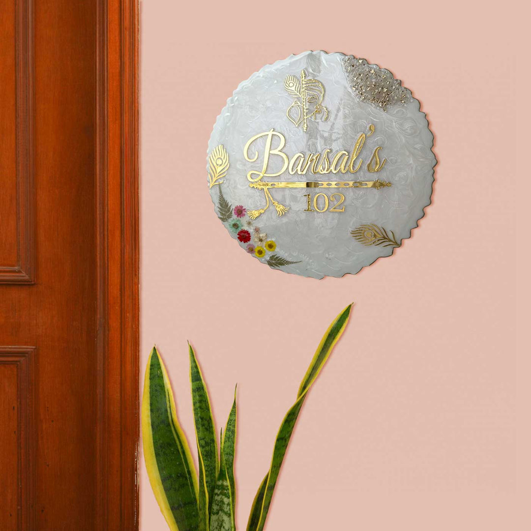 Personalized Krishna Theme Resin Name Plate