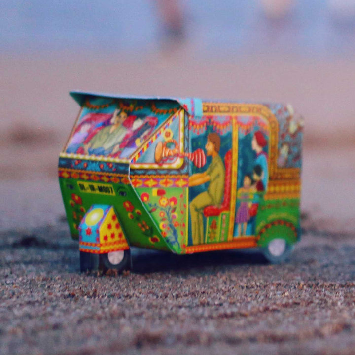 Handmade Printed Bombay Auto Rickshaw Box Paper DIY Kit