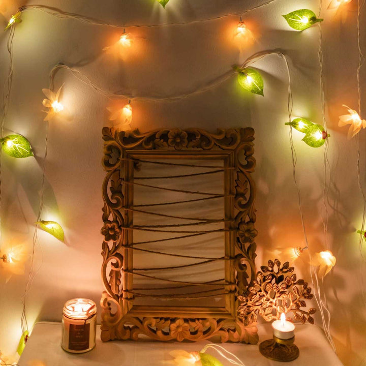 Handmade Crochet Radiant Orange Floral Design Felt Fairy Light