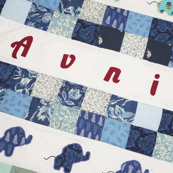 Personalized Elephant Parade Theme Cotton Quilt For Kids