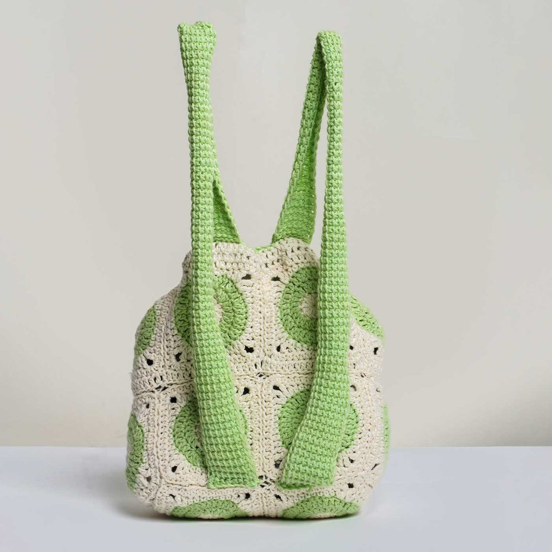 Handmade Crochet Kiwi Design Cotton Backpack