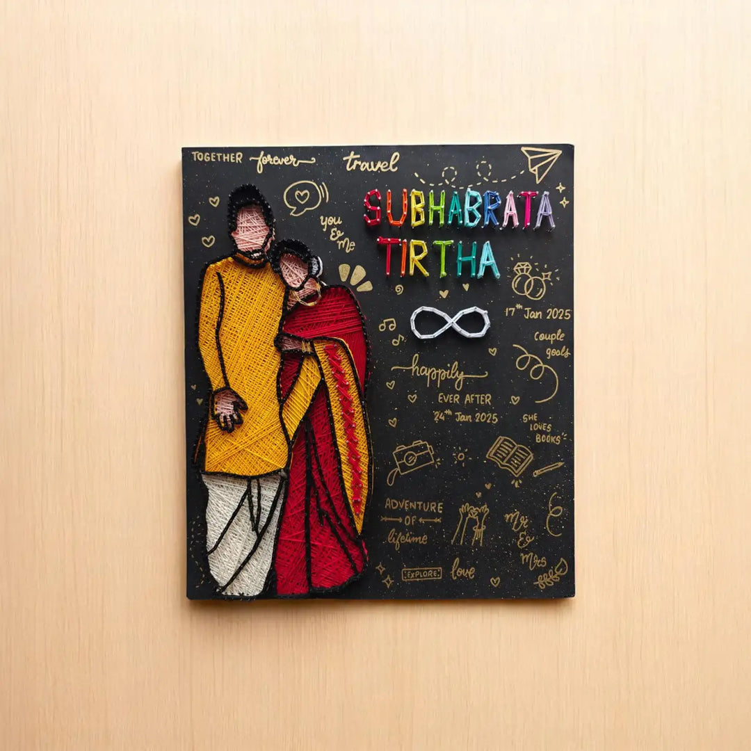 Photo Personalized Handmade String Art Wedding Couples MDF Wood Name Plate