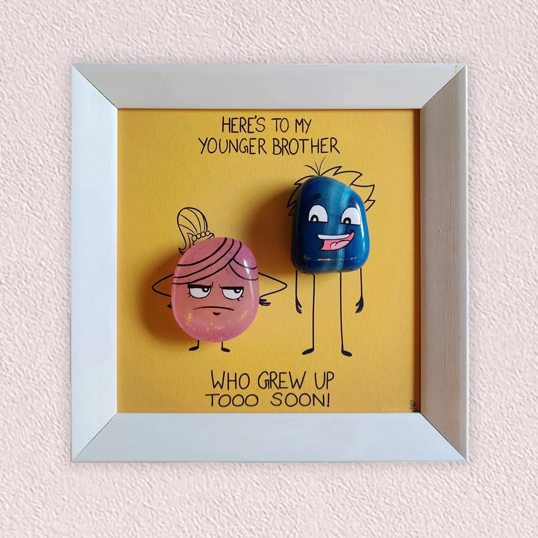 Personalized Pebble Art "Grew Up Too Soon" Wooden Decorative Plaque For Siblings