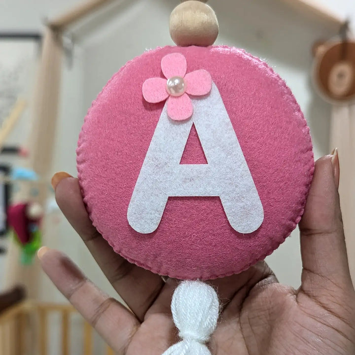 Personalized Round Monogram Felt Hanging With Tassel
