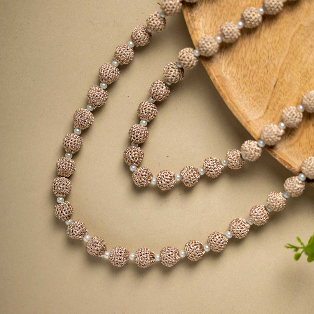 Handmade Crochet Rose Shimmer Vrishti Necklace