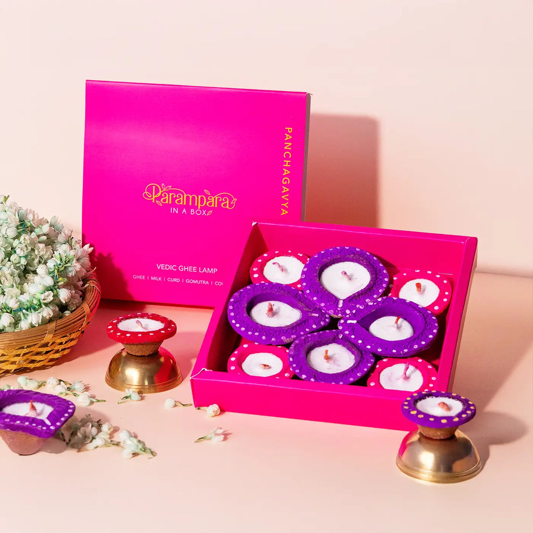 Meditation Gift Hamper | Includes 1 Dhoop Cones Pack, 8 Panchagavya Ghee Diya, 1 Singing Bowl, 1 Jaap Mala