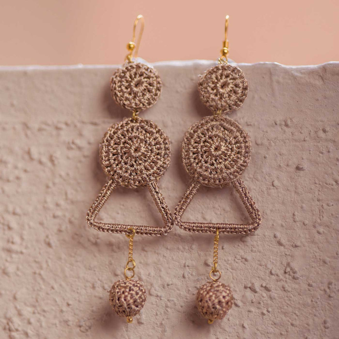 Handmade Crochet Shimmer Layered Dangler Earrings