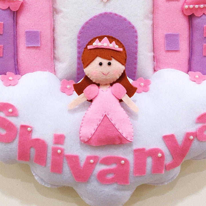 Personalized Handmade Princess & Castle Theme Felt Kids Name Plate