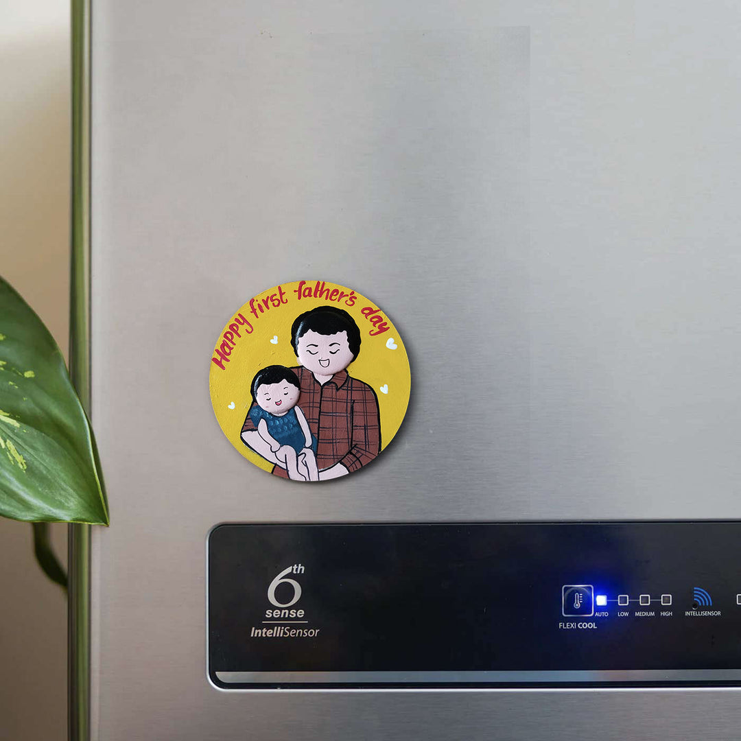 Photo Personalized Hand-Painted First Father'S Day MDF Wood Fridge Magnet