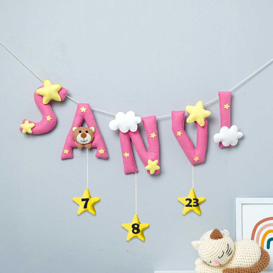 Personalized Felt Kids Teddy Themed Bunting - Hanging Letter Garland Display