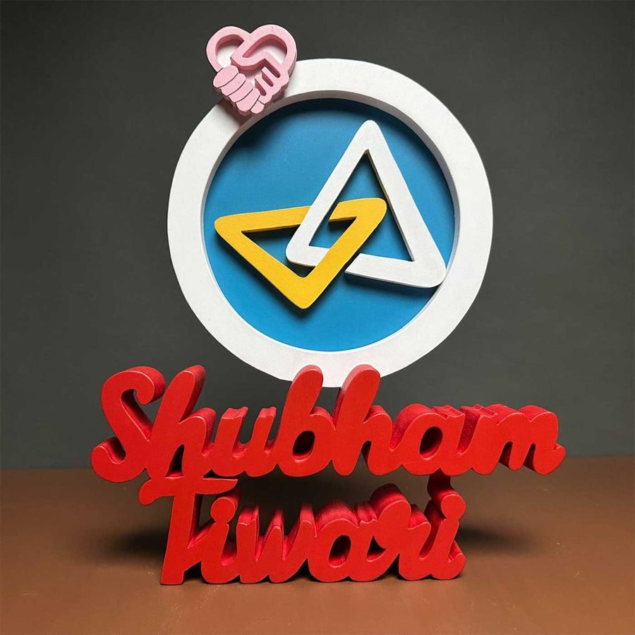 Personalized Banker Mdf Wood Desk Name Plate - Front View with Name Personalization