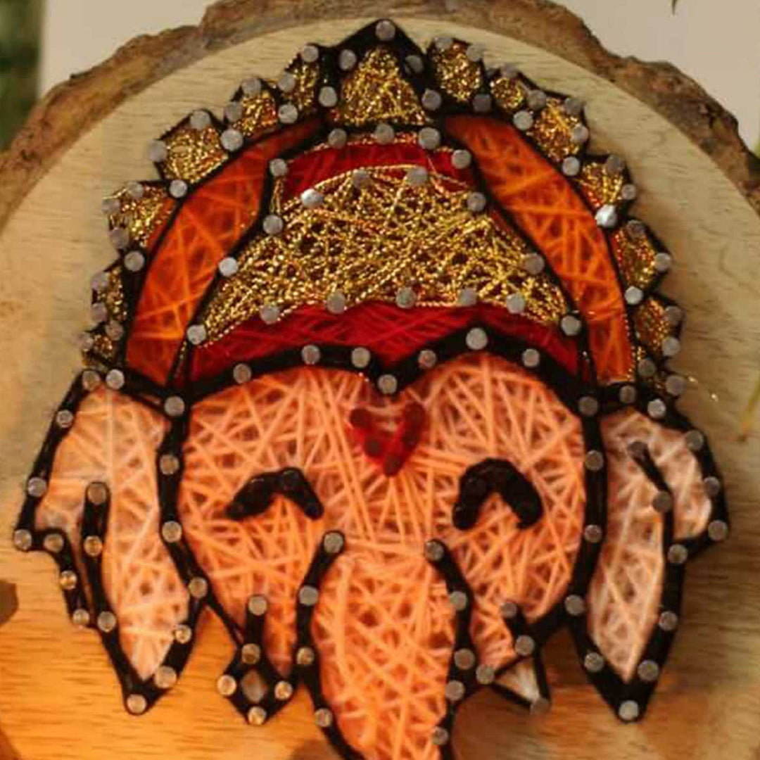 Handmade String Art Little Ganesh Design MDF Wood Decorative Plaque