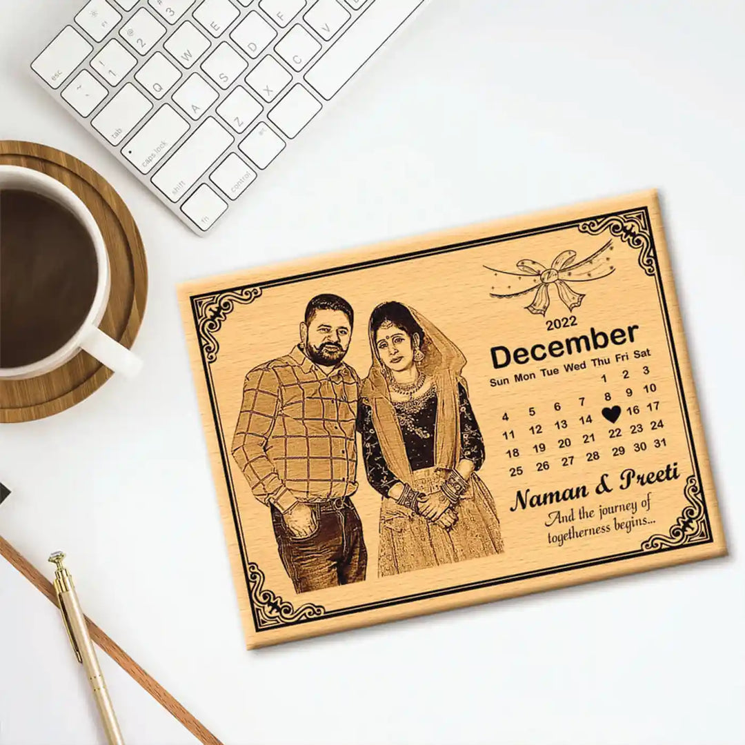 Photo Personalized Handmade Anniversary Calendar Wooden Decorative Plaque
