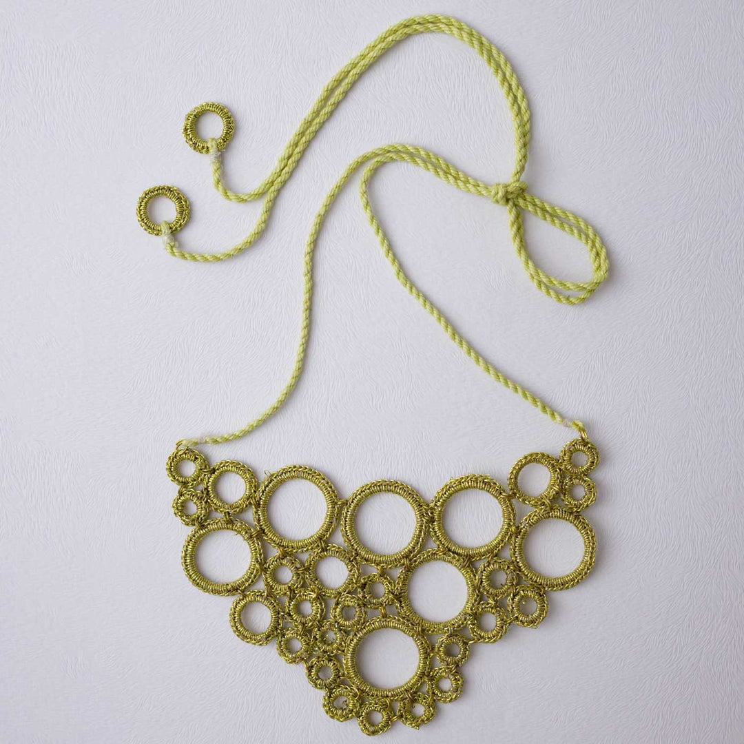Handmade Crochet Gold Dhara Necklace