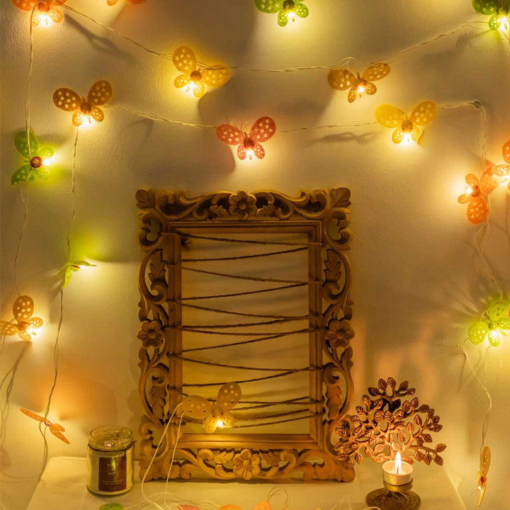 Handmade Crochet Vivid Butterflies Design Felt Fairy Light