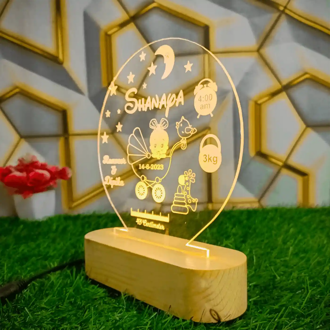 Personalized Engraved Baby Theme Acrylic Table Lamp