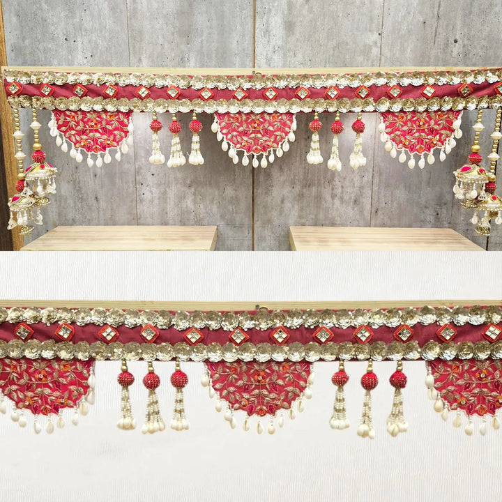 Hand Embroidered Shells & Sequins Red Designer Toran