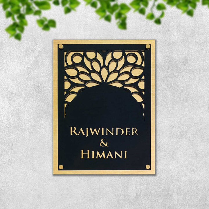 Personalized Shiny Gold Acrylic Name Plate - Mounted on Wall Close-up