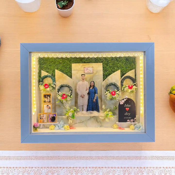 12 x 16 Inches | Photo Personalized Handmade Wedding Theme MDF Wood Decorative Plaque With Lights