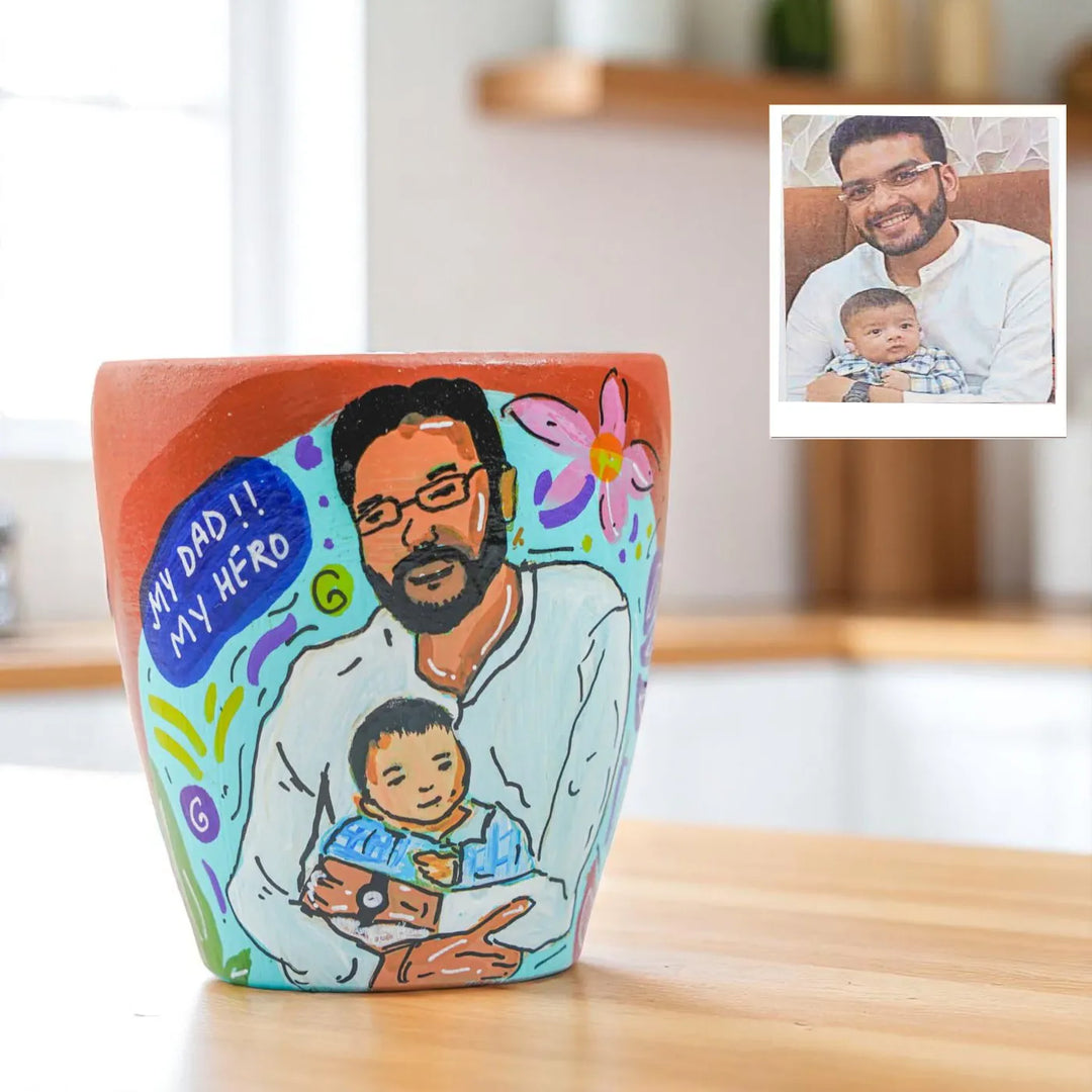 Photo Personalized Hand-Painted Blossom Design Terracotta Mug