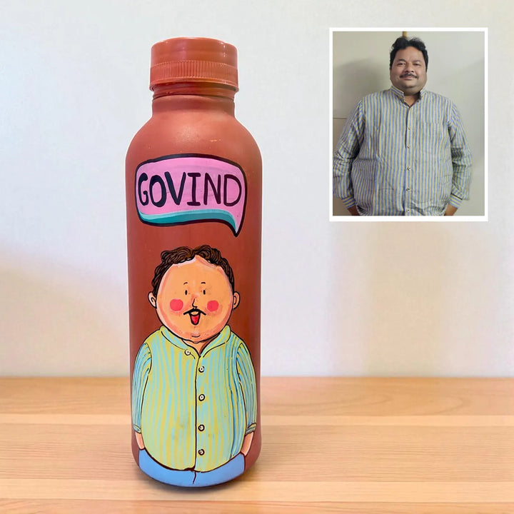 Photo Personalized Hand-Painted Terracotta Bottle