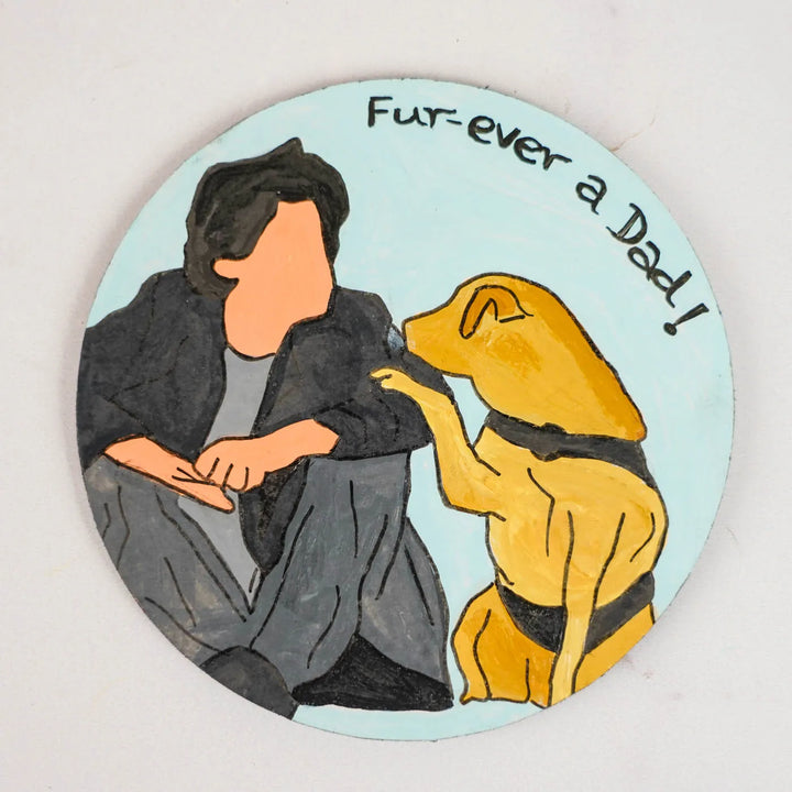 Photo Personalized Hand-Painted Pet Dad Theme MDF Wood Fridge Magnet