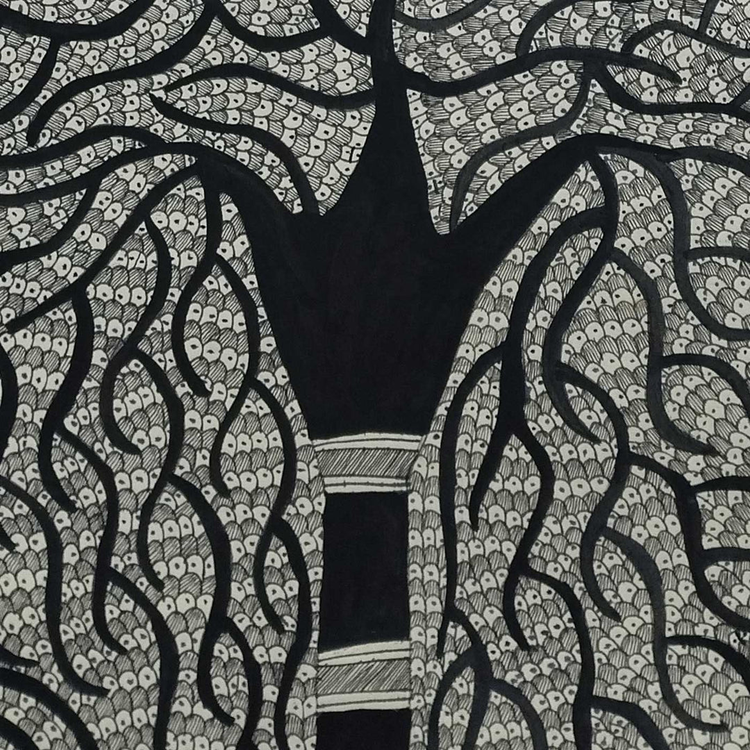 22 x 30 Inch | The Eternal Tree | Original Hand Painted Madhubani Painting | Natural Pigments On Paper