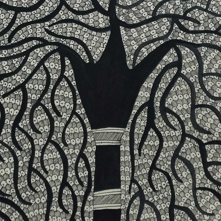 22 x 30 Inch | The Eternal Tree | Original Hand Painted Madhubani Painting | Natural Pigments On Paper