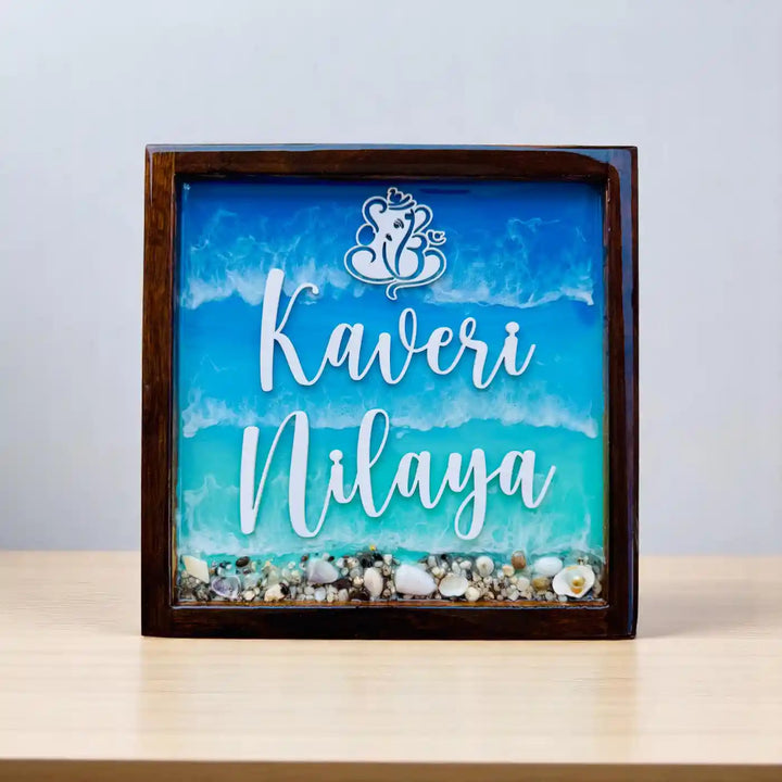 Personalized Ganesha & Beach Theme Resin Name Plate