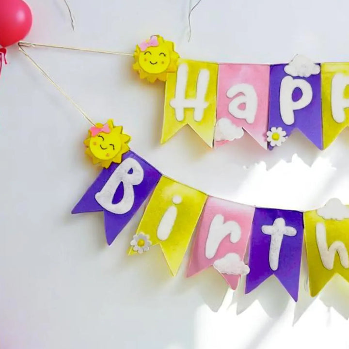 Handmade Sunshine Theme Felt Happy Birthday Bunting