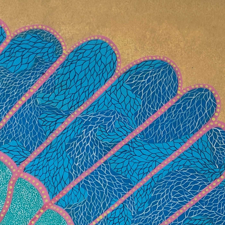 36 x 24 Inch | Sea Spirit Jellyfish | Original Hand Painted Tribal Gond Art Painting | Acrylic Paints On Canvas