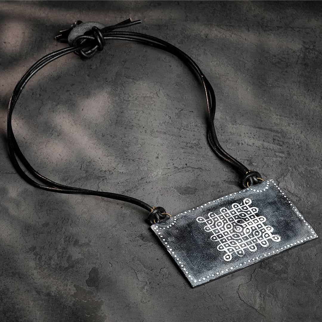 Handmade Polymer Clay Mylapore Kapaleeshwarar Temple Design Reversible Necklace