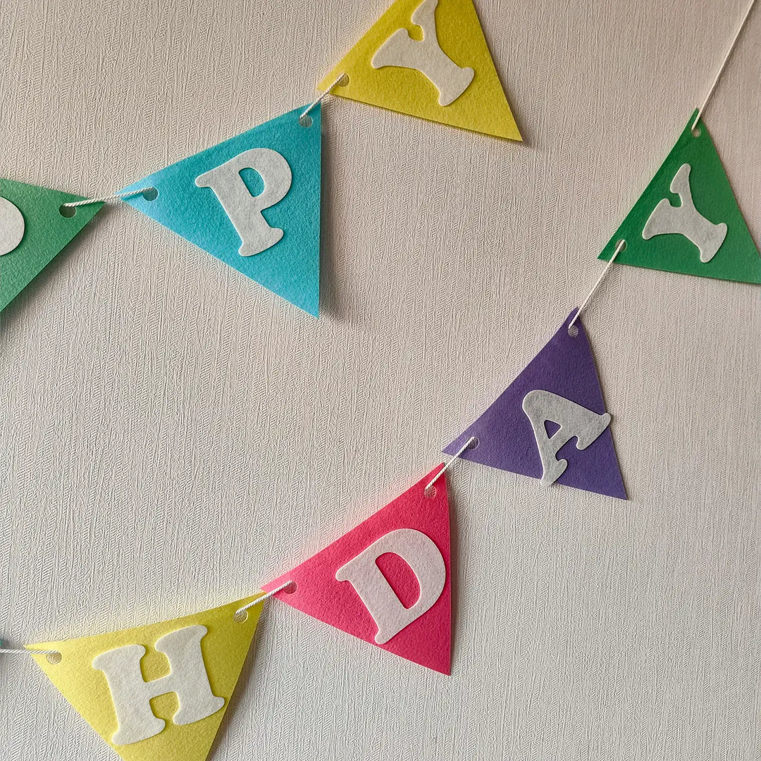 Handmade Flag Design Felt Happy Birthday Banner