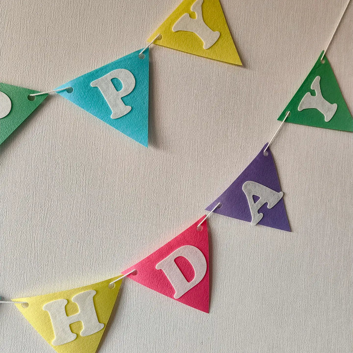 Handmade Flag Design Felt Happy Birthday Banner