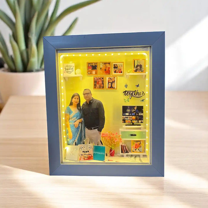 12 x 10 Inches | Photo Personalized Handmade Anniversary Theme MDF Wood Decorative Plaque With Lights