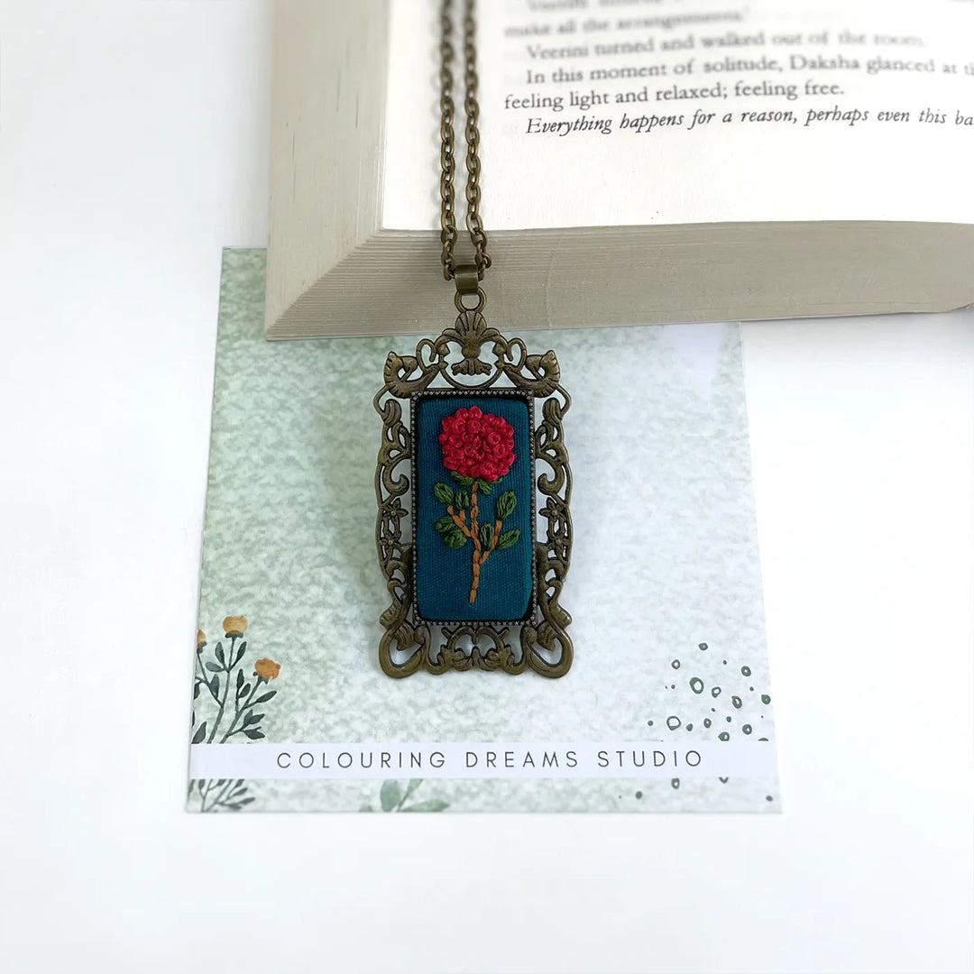 Hand Embroidered Whispered Memory Antique Finish Necklace
