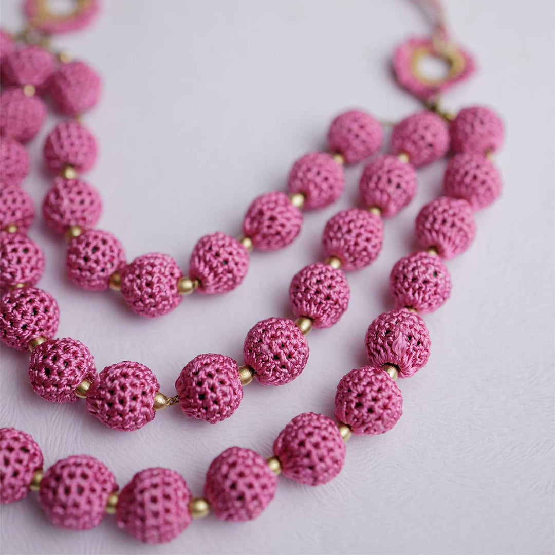 Handmade Crochet Pink Roop Necklace