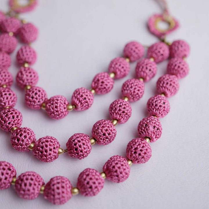 Handmade Crochet Pink Roop Necklace