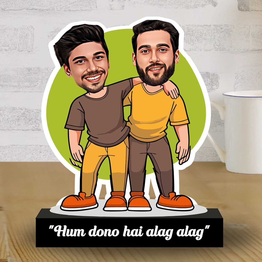 Photo Personalized Printed Hum Dono He Alag Alag Acrylic Caricature Cutout With Stand