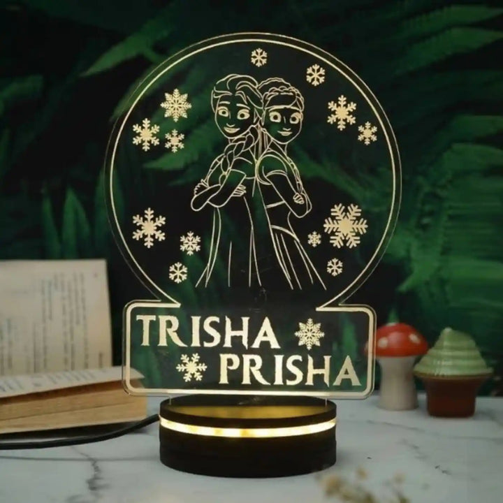 Personalized Engraved Frozen Princess Theme Acrylic Table Lamp