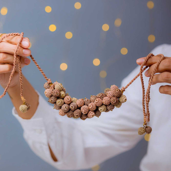 Handmade Crochet Brown Guldasta Necklace