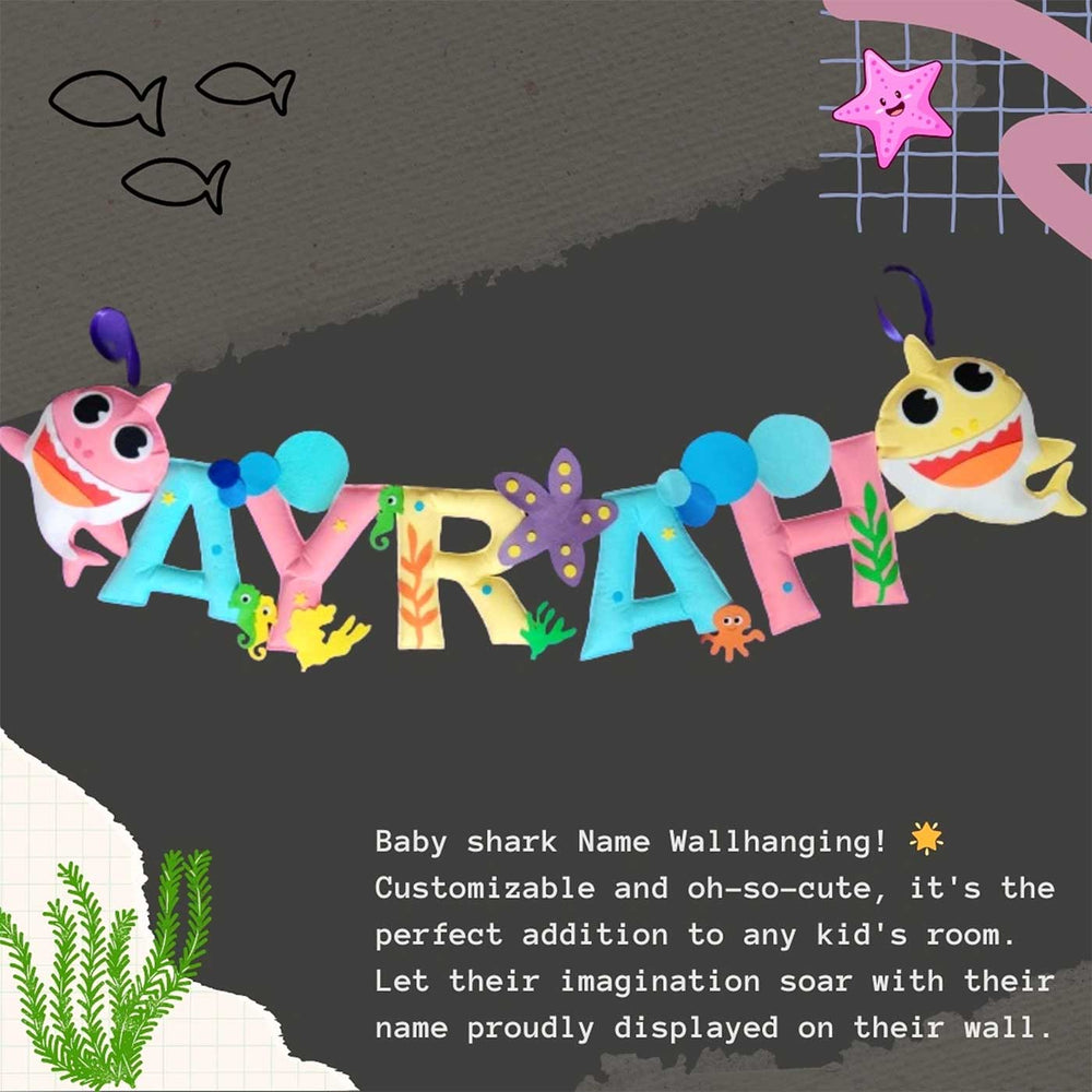 Handcrafted Personalized Baby Shark Bunting For Kids - Name Personalization Example Hanging (2)
