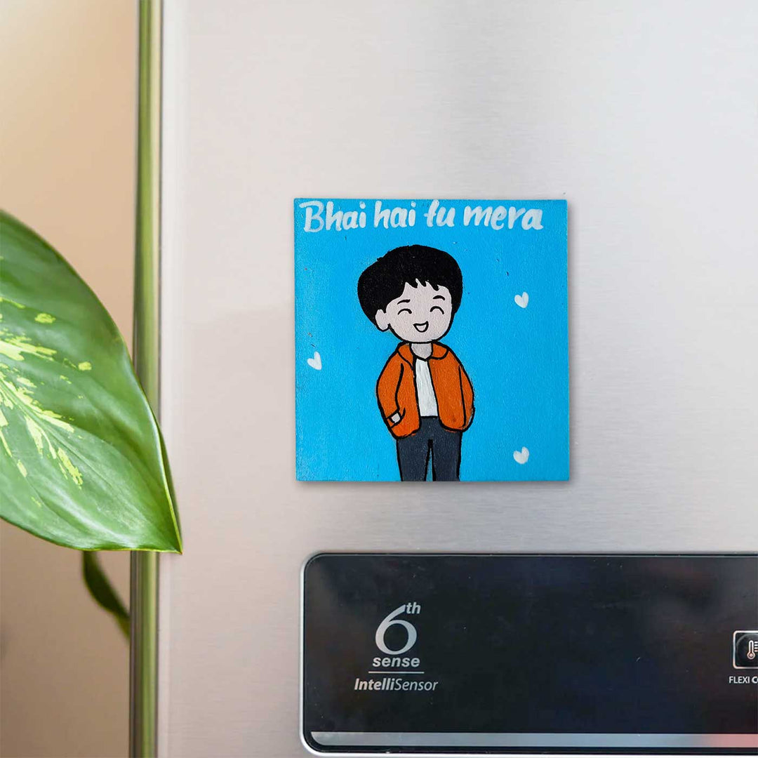 Personalized Hand-Painted Bhai Theme Mdf Wood Fridge Magnet