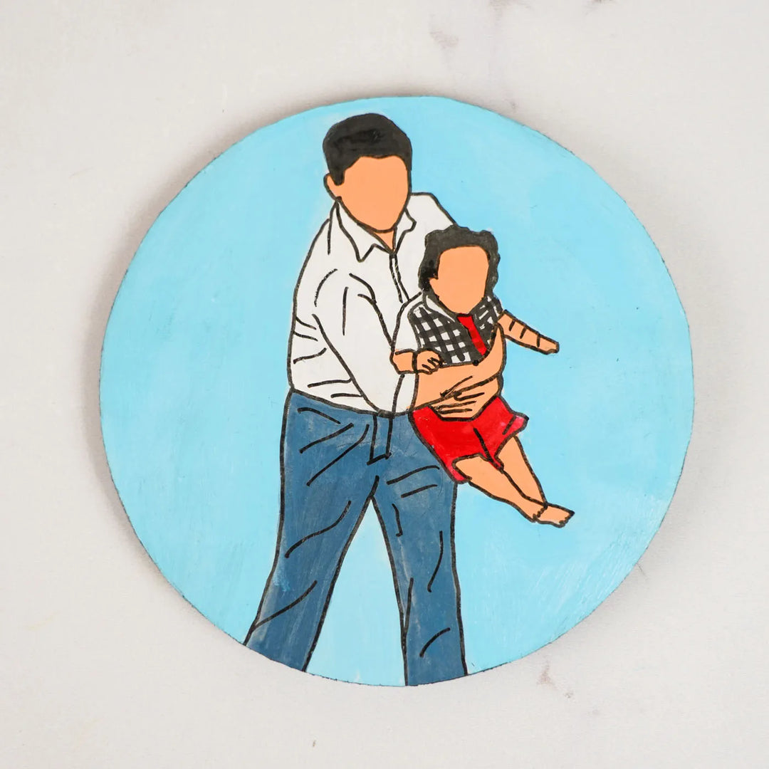 Photo Personalized Hand-Painted Happy Father Theme MDF Wood Fridge Magnet